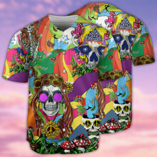 Hippie Skull Peace Life Color - Baseball Jersey - Owl Ohh - Owl Ohh