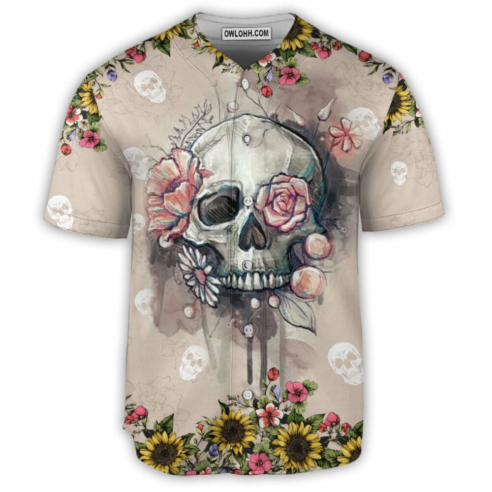 Skull Flower Life Style - Baseball Jersey - Owl Ohh - Owl Ohh