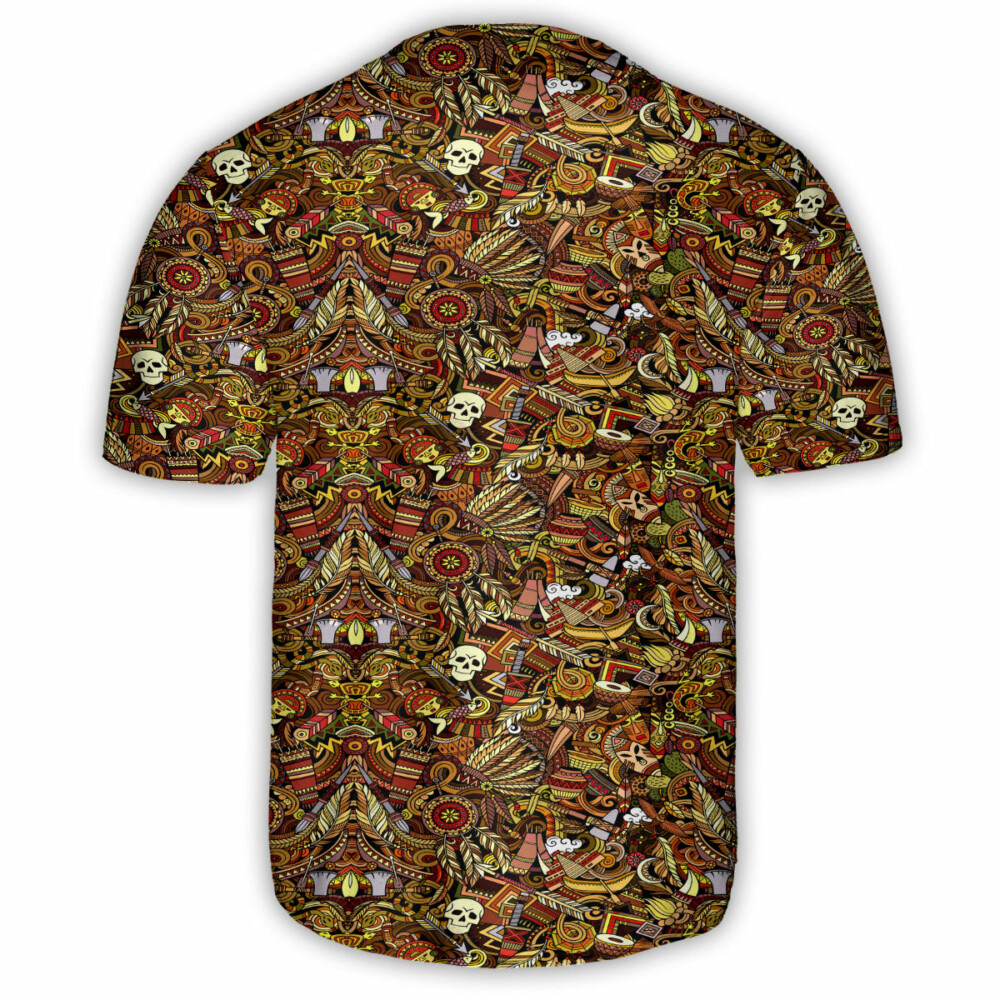 Native Skull Pattern - Baseball Jersey - Owl Ohh - Owl Ohh
