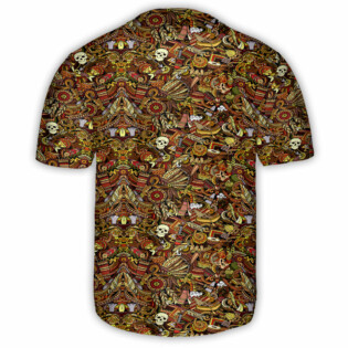 Native Skull Pattern - Baseball Jersey - Owl Ohh - Owl Ohh