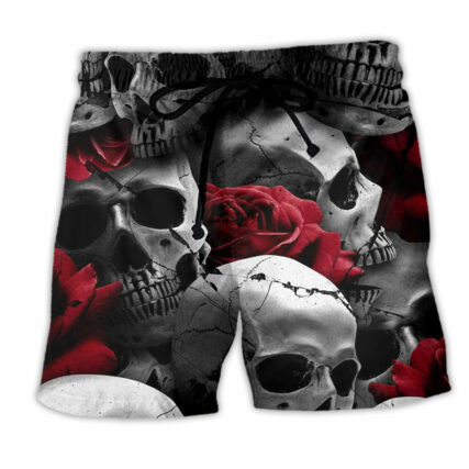 Skull Death Love Rose - Beach Short - Owl Ohh - Owl Ohh