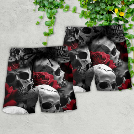 Skull Death Love Rose - Beach Short - Owl Ohh - Owl Ohh