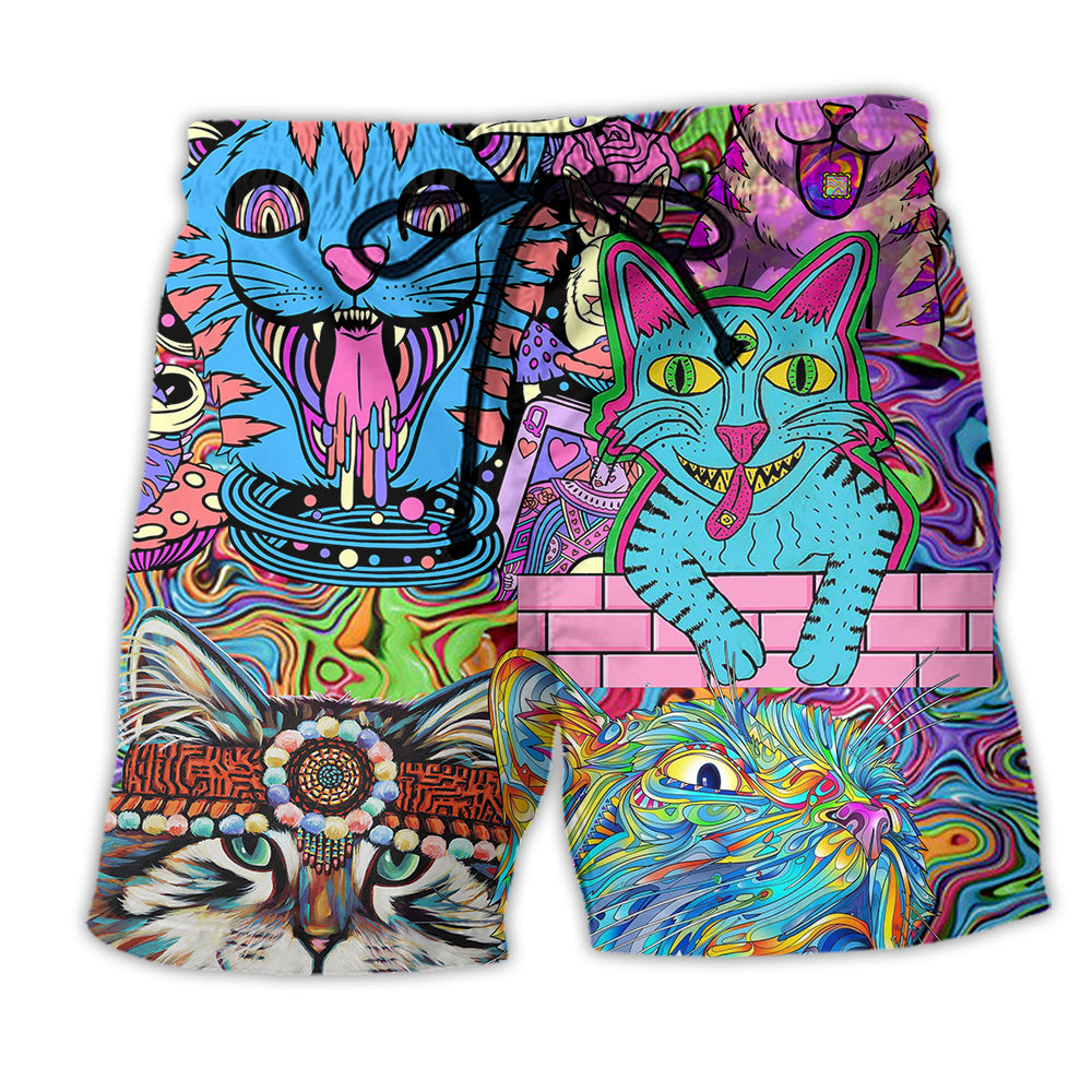 Hippie Cat Wonderful World - Beach Short - Owl Ohh - Owl Ohh