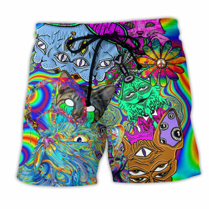 Hippie Cat Break My Mind - Beach Short - Owl Ohh - Owl Ohh