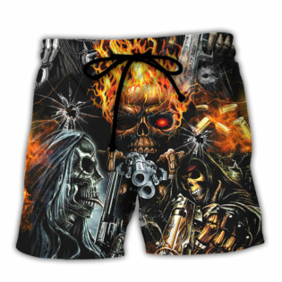 Skull DILLIGAF FLAME SKULL WITH G - Beach Short