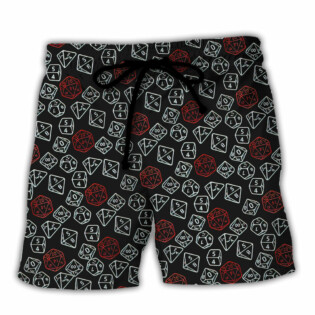 DnD Dice Red And White - Beach Short - Owl Ohh-Owl Ohh