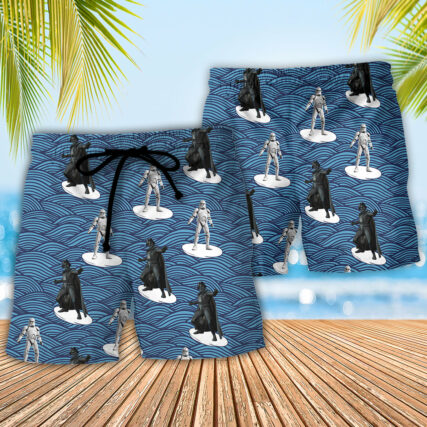 Starwars Storm Trooper Darth Vader Surfing - Beach Short - Owl Ohh-Owl Ohh
