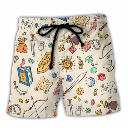 DnD Button Up Dungeons and Dragons Pattern - Beach Short - Owl Ohh-Owl Ohh