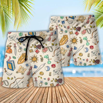 DnD Button Up Dungeons and Dragons Pattern - Beach Short - Owl Ohh-Owl Ohh