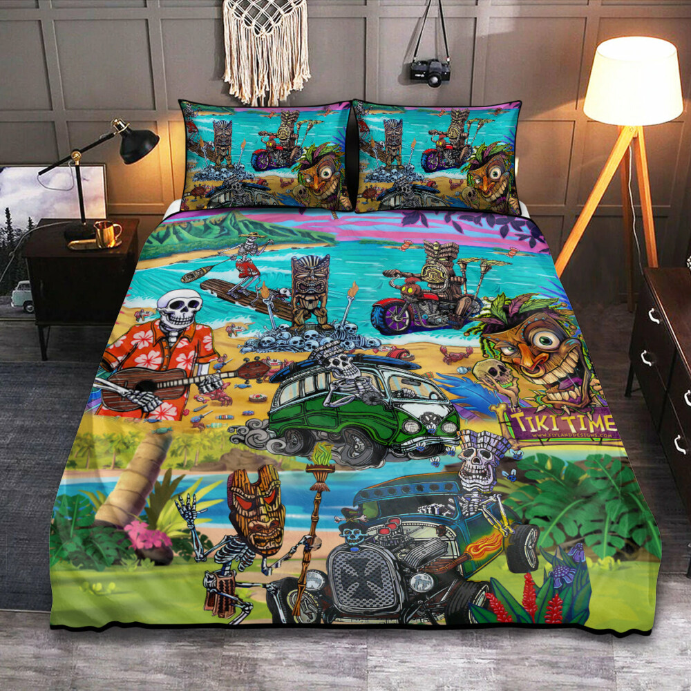 Skull And Tiki Summer Vibe - Bedding Cover - Owl Ohh - Owl Ohh