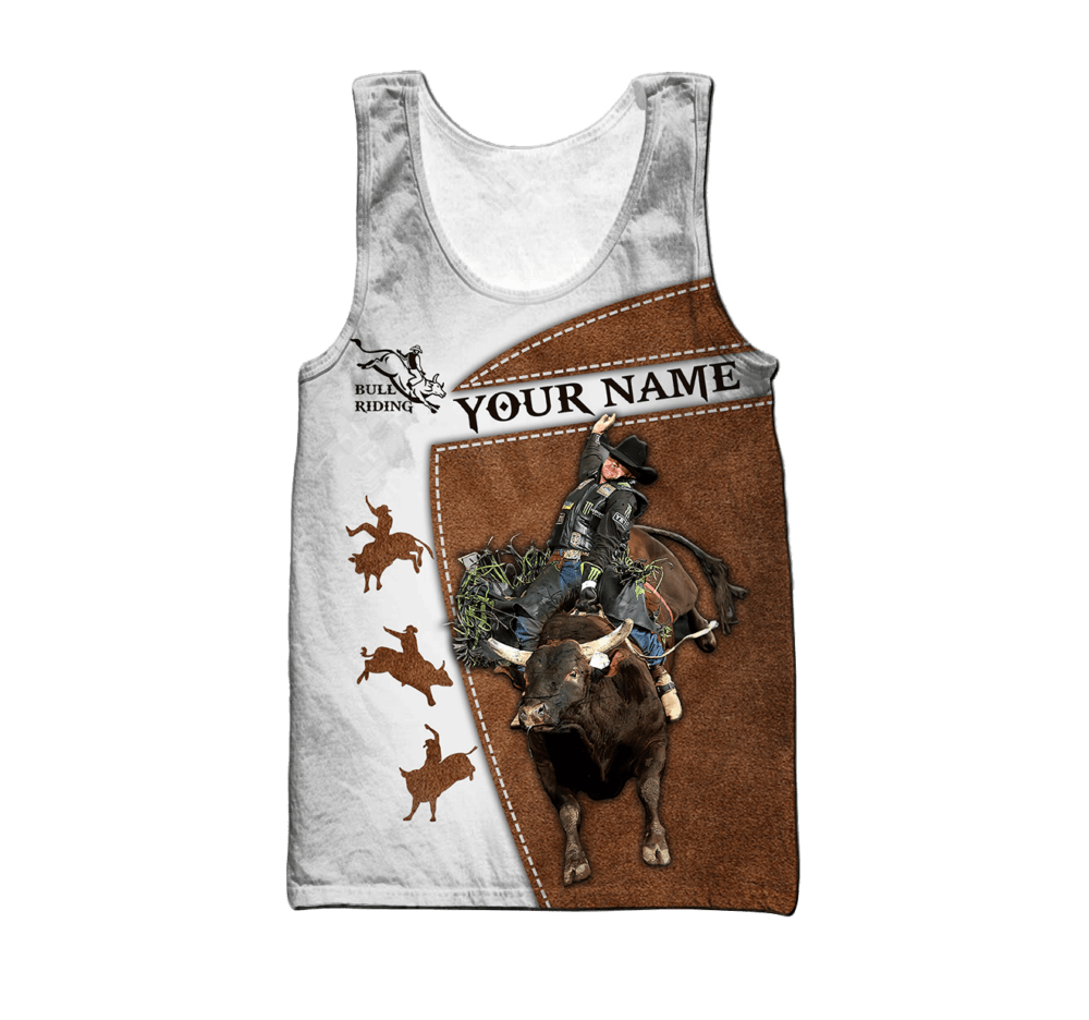 Personalized Name Bull Riding Hoodie Printed Unisex Shirts Brown Bull