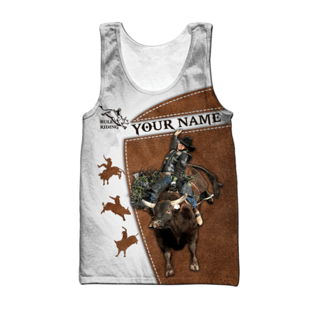 Personalized Name Bull Riding Hoodie Printed Unisex Shirts Brown Bull