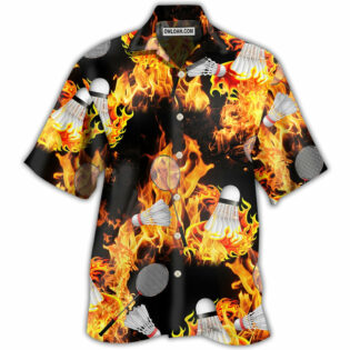 Badminton Fire Black And Yellow - Hawaiian Shirt - Owl Ohh - Owl Ohh