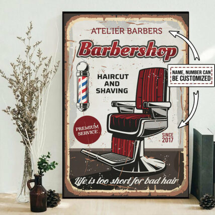 Barber Life Is Too Short For Bad Hair Personalized - Vertical Poster - Owl Ohh - Owl Ohh