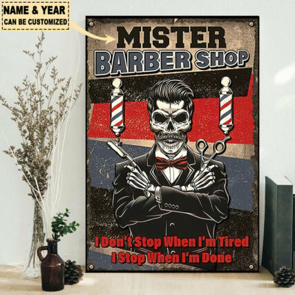 Barber Shop Stop When I'm Done Personalized - Vertical Poster - Owl Ohh - Owl Ohh