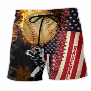 Baseball Nothing More American Than Baseball - Beach Short - Owl Ohh - Owl Ohh