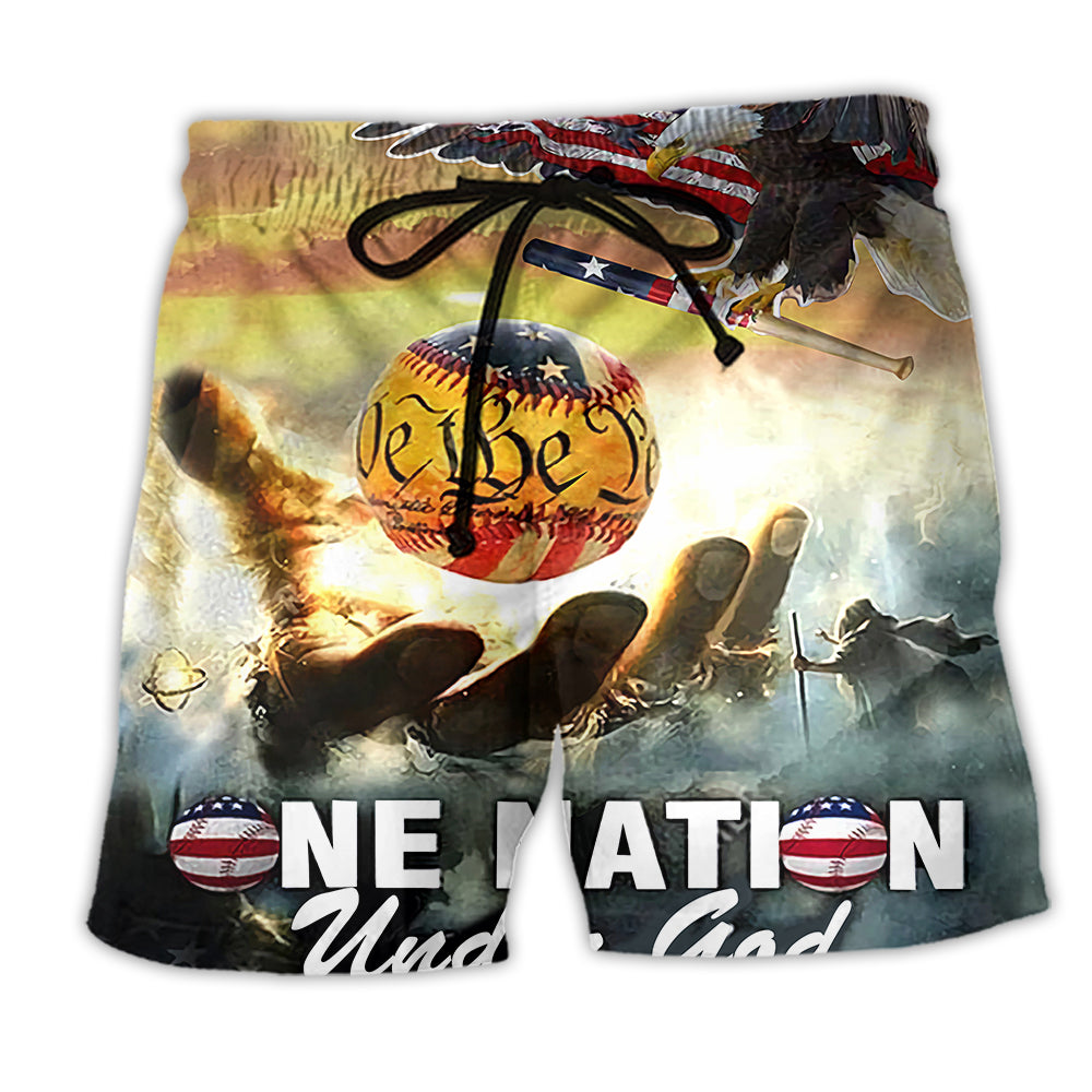 Baseball One Nation Under God - Beach Short - Owl Ohh - Owl Ohh