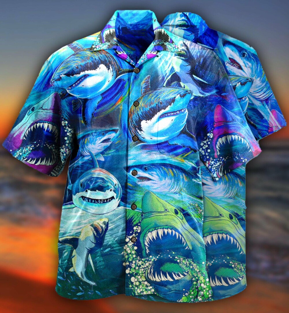Shark Be A Shark Blue Ocean - Hawaiian Shirt - Owl Ohh - Owl Ohh