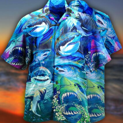 Shark Be A Shark Blue Ocean - Hawaiian Shirt - Owl Ohh - Owl Ohh