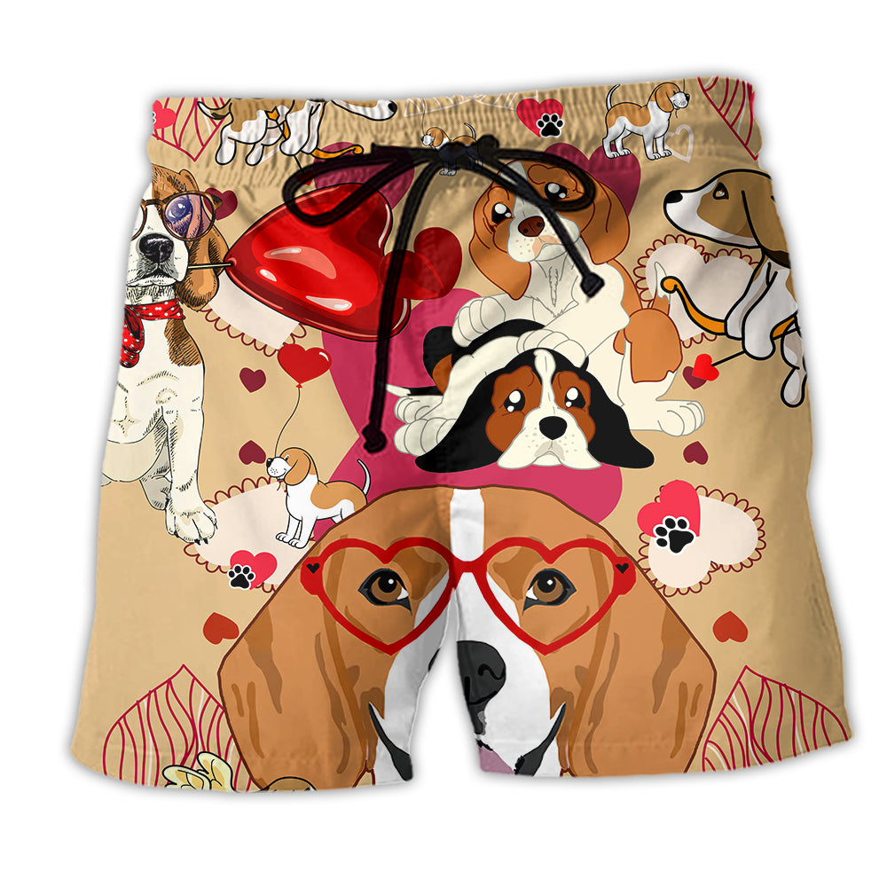 Beagle Dog And Women's Day, Valentine Gift Love You - Beach Short - Owl Ohh - Owl Ohh