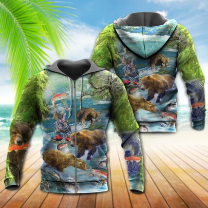 Bear Amazing Salmon Hunting With Bear - Hoodie - Owl Ohh - Owl Ohh