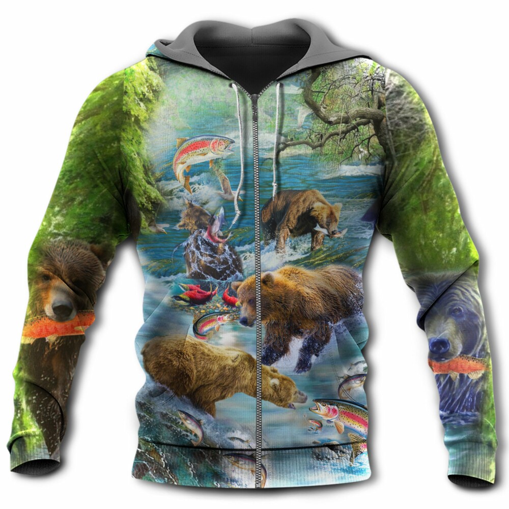 Bear Amazing Salmon Hunting With Bear - Hoodie - Owl Ohh - Owl Ohh