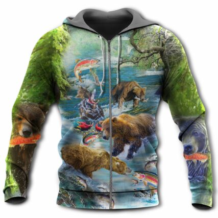 Bear Amazing Salmon Hunting With Bear - Hoodie - Owl Ohh - Owl Ohh