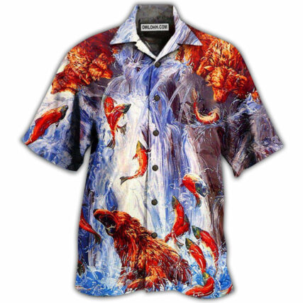 Bear Fighting And Dancing In Waterfall - Hawaiian Shirt - Owl Ohh - Owl Ohh