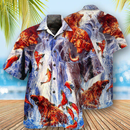 Bear Fighting And Dancing In Waterfall - Hawaiian Shirt - Owl Ohh - Owl Ohh