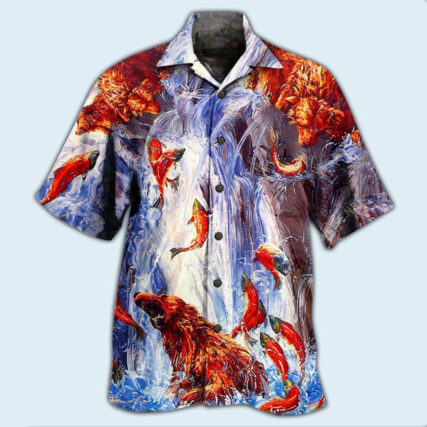 Bear Fighting And Dancing In Waterfall - Hawaiian Shirt - Owl Ohh - Owl Ohh