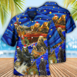Bear Floats Boats Merry Christmas - Hawaiian Shirt - Owl Ohh - Owl Ohh