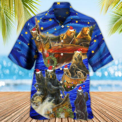 Bear Floats Boats Merry Christmas - Hawaiian Shirt - Owl Ohh - Owl Ohh