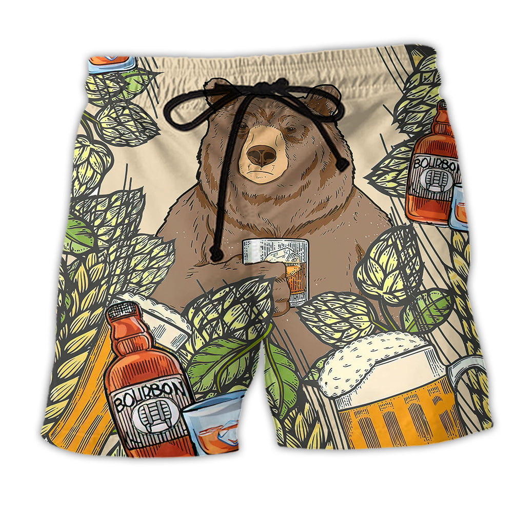 Bear I Drink Bourbon - Beach Short - Owl Ohh - Owl Ohh