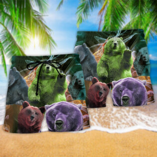 Bear Love Ligh Neon Cool Style - Beach Short - Owl Ohh - Owl Ohh