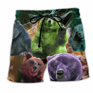 Bear Love Ligh Neon Cool Style - Beach Short - Owl Ohh - Owl Ohh