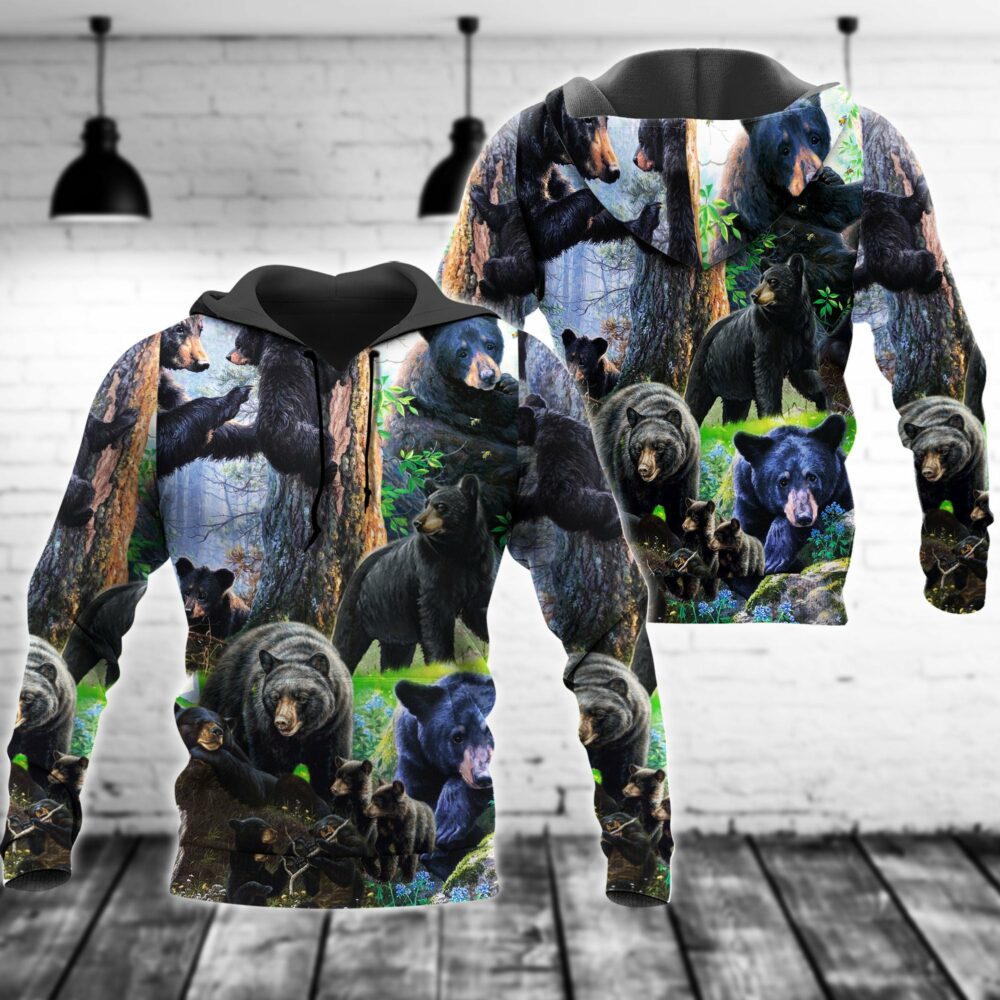 Bear Black Bear Family Into Spring - Hoodie - Owl Ohh - Owl Ohh