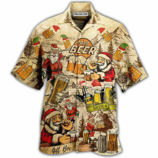 Beer Drinking Beer With Santa Claus - Hawaiian Shirt - Owl Ohh - Owl Ohh