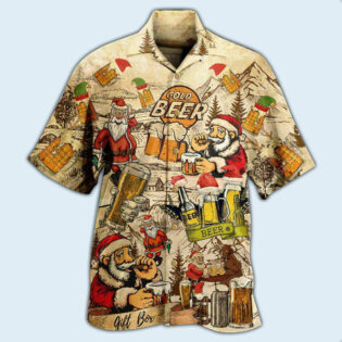 Beer Drinking Beer With Santa Claus - Hawaiian Shirt - Owl Ohh - Owl Ohh
