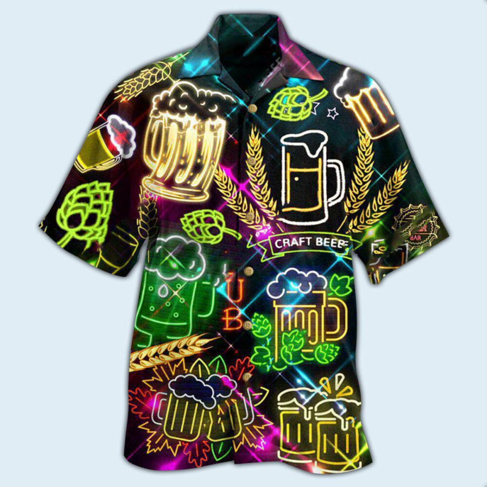 Beer It's Beer O'clock Neon Style - Hawaiian Shirt - Owl Ohh - Owl Ohh
