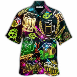 Beer It's Beer O'clock Neon Style - Hawaiian Shirt - Owl Ohh - Owl Ohh