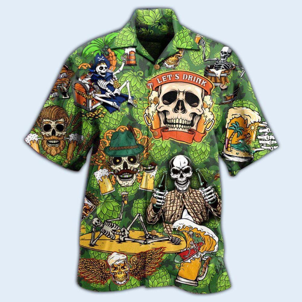 Beer It's Beer Time Skull - Hawaiian Shirt - Owl Ohh - Owl Ohh