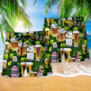 Beer Love It Green Leaves - Beach Short - Owl Ohh - Owl Ohh