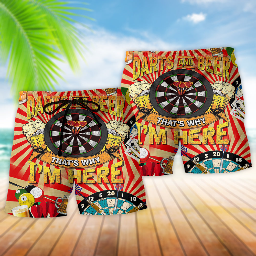 Darts And Beer Thats Why I'm Here Funny Style - Beach Short - Owl Ohh - Owl Ohh