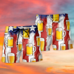 Beer Happy Independence Day America Basic - Beach Short - Owl Ohh - Owl Ohh