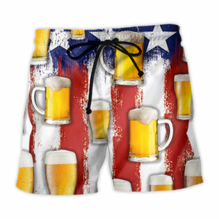 Beer Happy Independence Day America Basic - Beach Short - Owl Ohh - Owl Ohh
