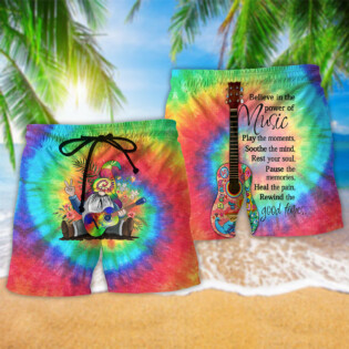 Music Believe In The Power Of Music Hippie Gnome Rainbow - Beach Short - Owl Ohh - Owl Ohh