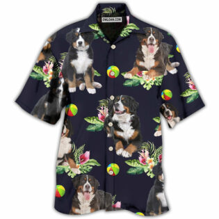 Bernese Mountain Dog Ball Tropical Floral - Hawaiian Shirt - Owl Ohh - Owl Ohh