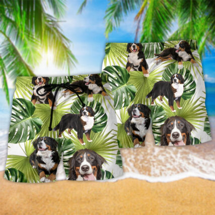 Bernese Mountain Tropical Leaf Dog Lover Cool Style - Beach Short - Owl Ohh - Owl Ohh