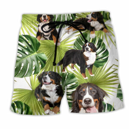 Bernese Mountain Tropical Leaf Dog Lover Cool Style - Beach Short - Owl Ohh - Owl Ohh