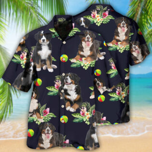 Bernese Mountain Dog Ball Tropical Floral - Hawaiian Shirt - Owl Ohh - Owl Ohh